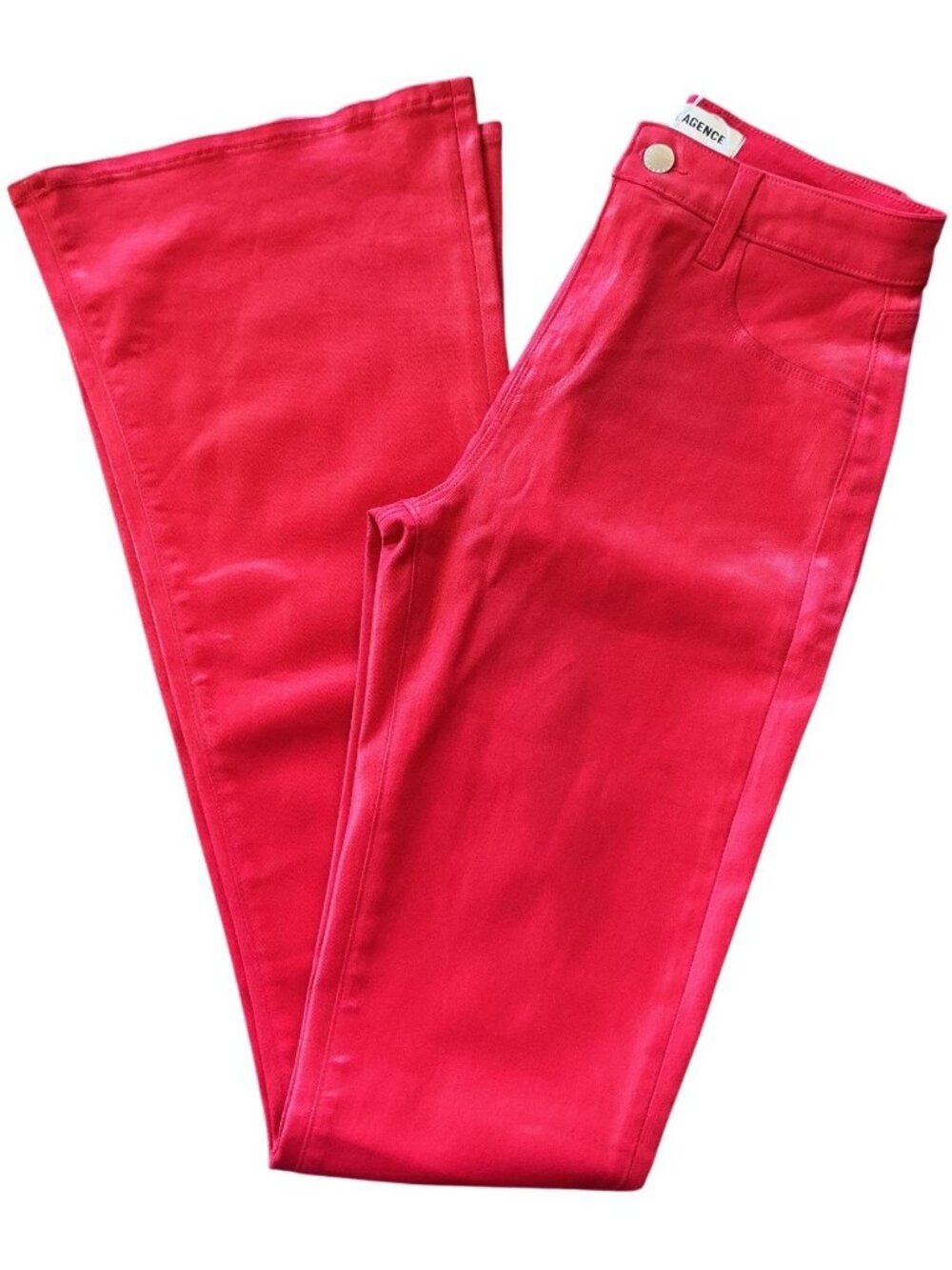 L'AGENCE Marty Coated Flare Jeans Tango Red High Rise Denim Size 26 New - Picture 11 of 14